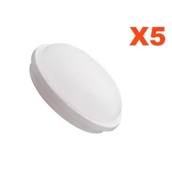 Applique LED Murale 20W Blanche Hublot Ronde IP65 (Pack de 5) - Blanc Froid 6000K - 8000K - SILAMP