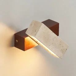Applique LED orientable en bois et pierre claire naturelle - Varelli