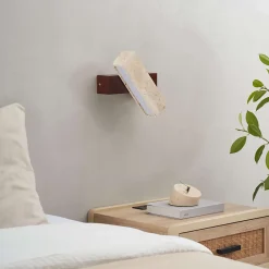 Applique LED orientable en bois et pierre claire naturelle - Varelli
