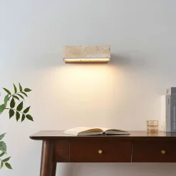 Applique LED orientable en bois et pierre claire naturelle - Varelli