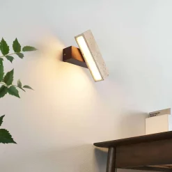 Applique LED orientable en bois et pierre claire naturelle - Varelli