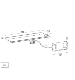 Applique LED pour miroir de salle de bain - Lumière blanche froide (5300K) - 14 x 1.2 x 30cm - Luna Model