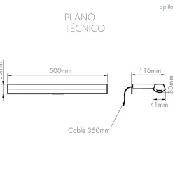 Applique LED pour miroir de salle de bain - Lumière blanche neutre (4000K) - 11, 6 x 3 x 50 cm - Sky Model
