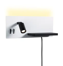 Applique LED Serra USB C 2700K 520lm / 180lm 230V 5,5W / 2,6W gradable Blanc dépoli Noir mat