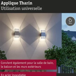 Applique LED Tharin IP44 3000K 120x250mm 2x3,7W Argent