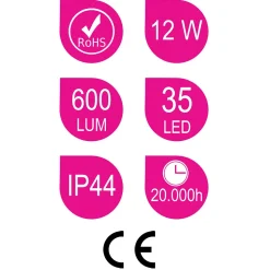 Applique LED URBAN 12W, 60 cm, finition chrome brillant, 4000 K, en ABS Kibath