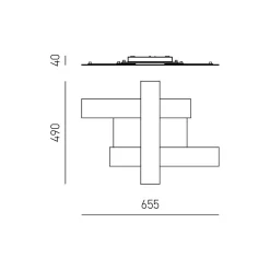 Applique LED 30W gris tourterelle - Structure géométrique en acier, lumière chaude 3000K, 2620lm, largeur 65,5 cm
