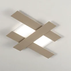 Applique LED 30W gris tourterelle - Structure géométrique en acier, lumière chaude 3000K, 2620lm, largeur 65,5 cm