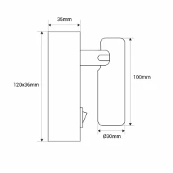 Applique LED 2W 3000K orientable en aluminium blanc avec interrupteur à bouton PISA le montage sur têtes de lit ou surfa