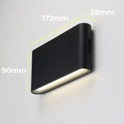 Applique LED 12W SAFATA IP54 pour extérieurintérieur design rectangulaire en aluminium noir éclairage haut et bas 2700K