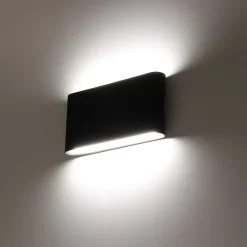 Applique LED 12W SAFATA IP54 pour extérieurintérieur design rectangulaire en aluminium noir éclairage haut et bas 4000K
