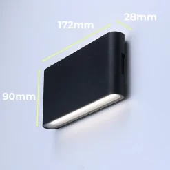 Applique LED 12W SAFATA IP54 pour extérieurintérieur design rectangulaire en aluminium noir éclairage haut et bas 4000K