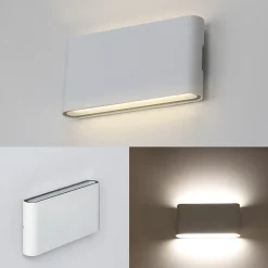 Applique LED 12W SAFATA IP54 pour extérieurintérieur design rectangulaire en aluminium blanc éclairage haut et bas 4000K