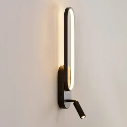 Applique liseuse LED intégrée finition noire double interrupteur - Jena