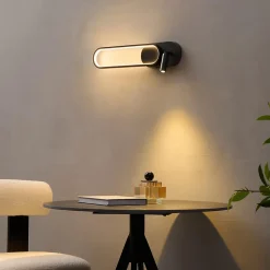 Applique liseuse LED intégrée finition noire double interrupteur - Jena