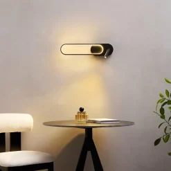 Applique liseuse LED intégrée finition noire double interrupteur - Jena