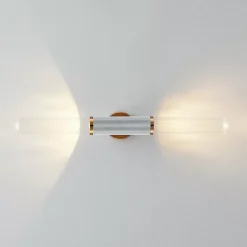 Applique longiligne argent et or double éclairage - Hita