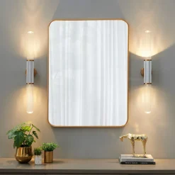 Applique longiligne argent et or double éclairage - Hita