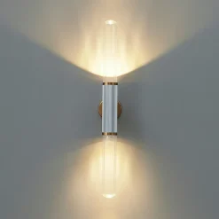 Applique longiligne argent et or double éclairage - Hita