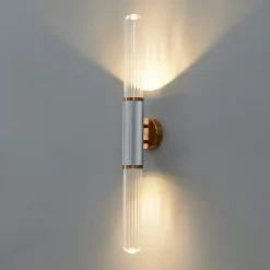 Applique longiligne argent et or double éclairage - Hita