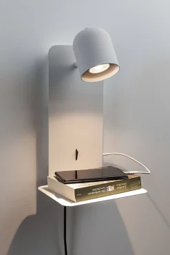 Applique Malena USB C GU10 230V max. 5W Blanc dépoli