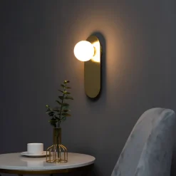 Applique minimaliste dorée satin et verre blanc - Mattina