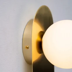 Applique minimaliste dorée satin et verre blanc - Mattina