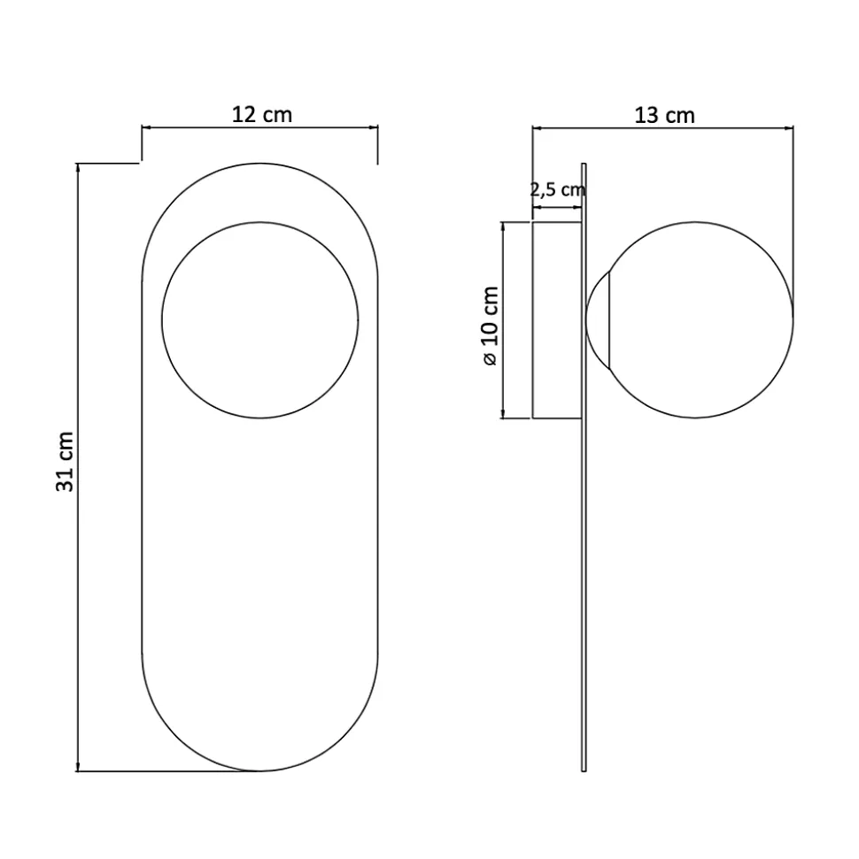 Applique minimaliste dorée satin et verre blanc - Mattina