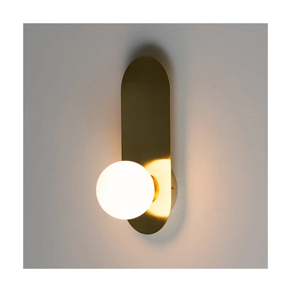 Applique minimaliste dorée satin et verre blanc - Mattina