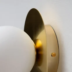 Applique minimaliste dorée satin et verre blanc - Mattina