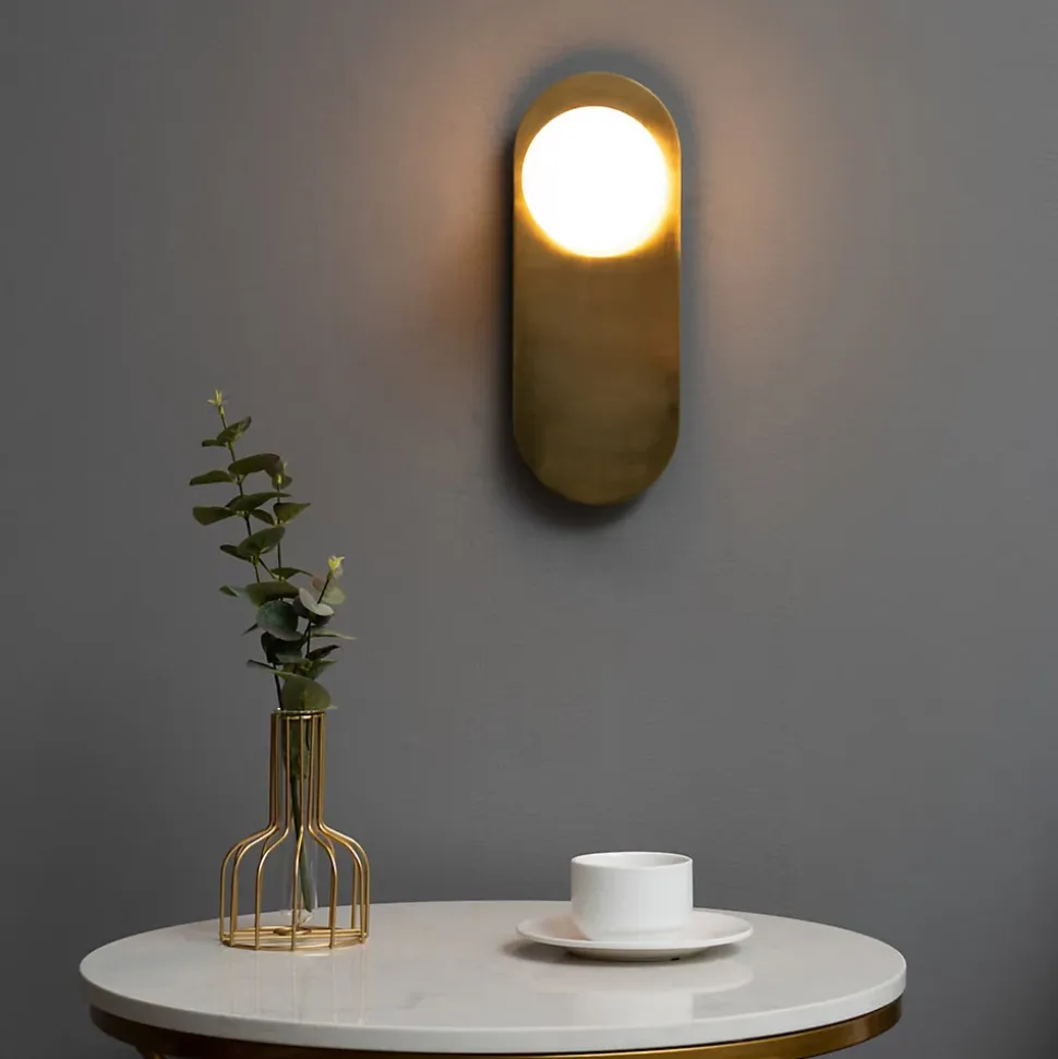 Applique minimaliste dorée satin et verre blanc - Mattina