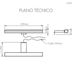 Applique miroir de salle de bain LED à crochets multiples - Dimmable de 3000K à 5700K - 30cm - Modèle Lyra
