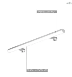 Applique miroir de salle de bain LED à crochets multiples - Lumière blanche neutre dimmable (4000K) - 11.6 x 3 x 80 cm - Sky Model