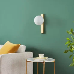 Applique moderne boule en verre et socle fin laiton - Noava