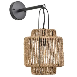 Applique métal et jacinthe naturel Cancun E27 15W IP44 L.20 x l.30 x H.23 x P.30 cm