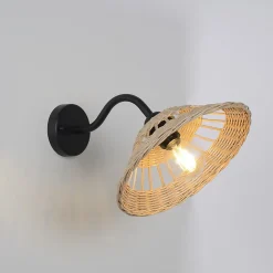 Applique métal et rotin naturel E27 15W IP44 Esterel L.30 x l.420 x H.24 x P.42 cm