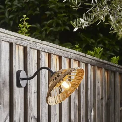 Applique métal et rotin naturel E27 15W IP44 Esterel L.30 x l.420 x H.24 x P.42 cm