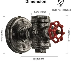 Applique Mural Industriel Robinet Style Steampunk avec Tuyau E27 Finition Dorée Rustique Lumière Rétro pour Chambre et S