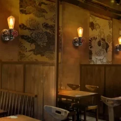 Applique Mural Industriel Robinet Style Steampunk avec Tuyau E27 Finition Dorée Rustique Lumière Rétro pour Chambre et S
