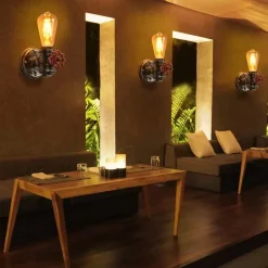 Applique Mural Industriel Robinet Style Steampunk avec Tuyau E27 Finition Dorée Rustique Lumière Rétro pour Chambre et S