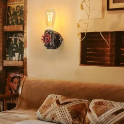 Applique Mural Industriel Robinet Style Steampunk avec Tuyau E27 Finition Dorée Rustique Lumière Rétro pour Chambre et S