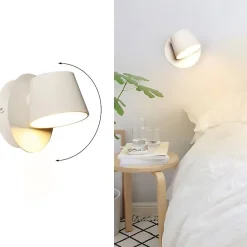 Applique Mural LED avec Projecteur Orientable 6W 2700K Lumière Chaude de Lecture en Aluminium Blanc Design Nordique Mode