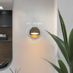 Applique Mural LED avec Projecteur Orientable 6W 2700K Lumière Chaude de Lecture en Aluminium Gris Design Nordique Moder