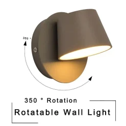 Applique Mural LED avec Projecteur Orientable 6W 2700K Lumière Chaude de Lecture en Aluminium Gris Design Nordique Moder