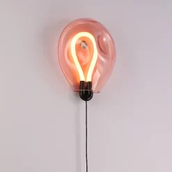 Applique mural LED poli en forme de ballon verre coloré froissé lumière chaude 8W avec interrupteur intégré dans le câbl