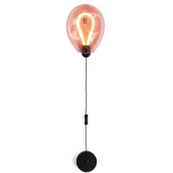 Applique mural LED poli en forme de ballon verre coloré froissé lumière chaude 8W avec interrupteur intégré dans le câbl