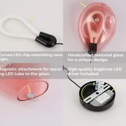 Applique mural LED poli en forme de ballon verre coloré froissé lumière chaude 8W avec interrupteur intégré dans le câbl