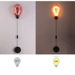 Applique mural LED poli en forme de ballon verre coloré froissé lumière chaude 8W avec interrupteur intégré dans le câbl
