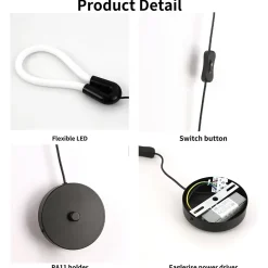 Applique mural LED poli en forme de ballon verre bleu froissé lumière chaude 8W avec interrupteur intégré dans le câble