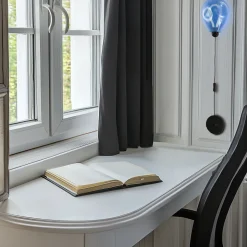 Applique mural LED poli en forme de ballon verre bleu froissé lumière chaude 8W avec interrupteur intégré dans le câble